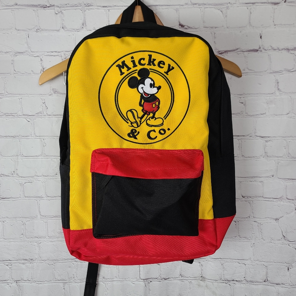 Mickey & Co. Color Block Backpac. Black, Red, and Yellow
